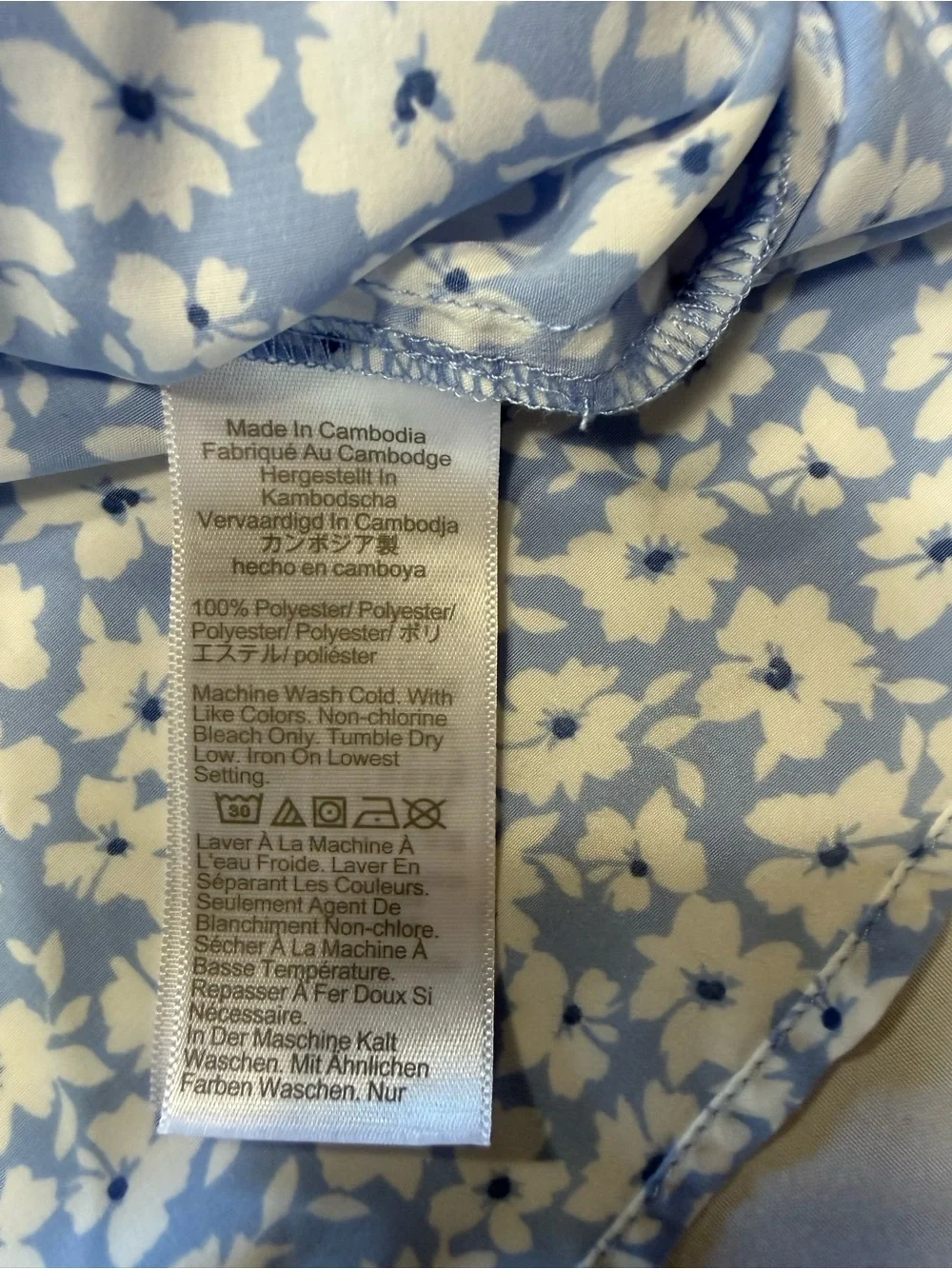 J. Crew Blue and White Floral Sleeveless Henley Camisole